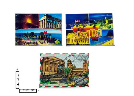 MAGNETE CARTOLINA 3D CM8X5.5 SICILIA S/3