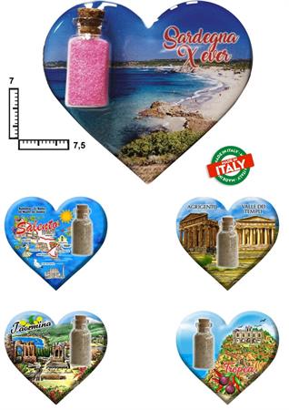MAGNETE CUORE RESINATO C/BOTTIGLIA PERSONALIZZABILE