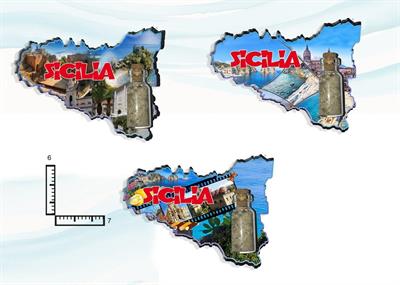 MAGNETE CARTINA RESINATO C/BOTTIGLIA SICILIA