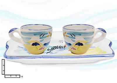 SET CAFFE' CERAMICA X2 RETT. L.INCISA PERSONALIZZABILE