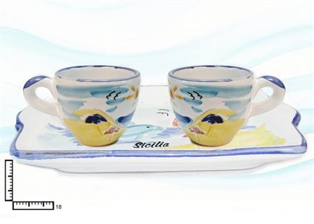 SET CAFFE' CERAMICA X2 RETT. L.INCISA SICILIA