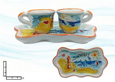 SET CAFFE' CERAMICA X2 OND. L.INCISA PERSONALIZZABILE