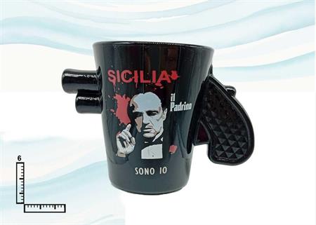 BICCHIERE VETRO NERO PISTOLA H CM6 SICILIA
