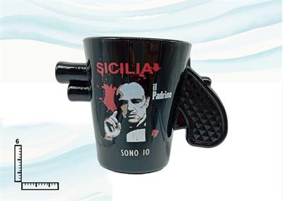 BICCHIERE VETRO NERO PISTOLA H CM6 SICILIA