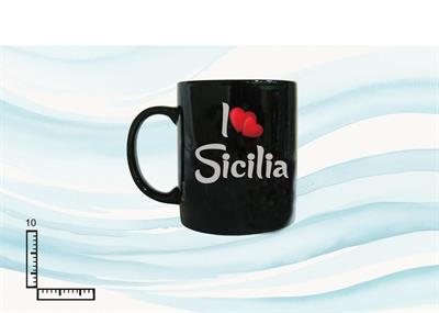 MUG CERAMICA NERO CM13X10 10OZ SICILIA