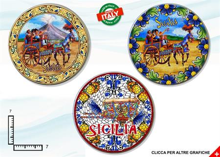 MAGNETE PIATTINO CERAMICA CM7 CARRETTO SICILIA ASSORTIMENTO