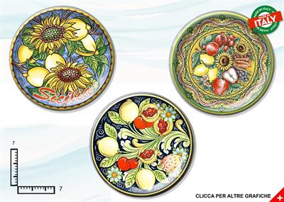 MAGNETE PIATTINO CERAMICA CM7 FRUTTA FIORI ASSORTIMENTO