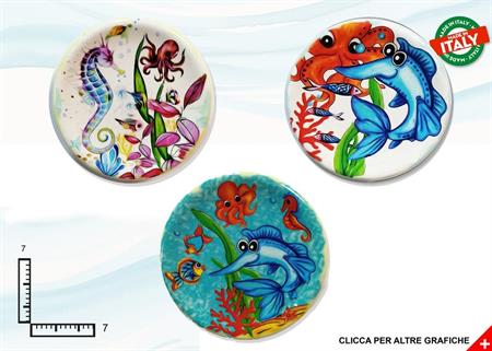 MAGNETE PIATTINO CERAMICA CM7 PESCI ASSORTIMENTO