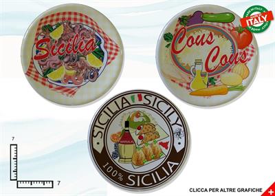 MAGNETE PIATTINO CERAMICA CM7 PRODOTTI TIPICI SICILIA ASSORT
