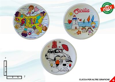 MAGNETE PIATTINO CERAMICA CM7 BIMBI SICILIA ASSORTIMENTO