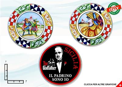 MAGNETE PIATTINO CERAMICA CM7 PUPI PERSONAGGI SICILIA ASSORT