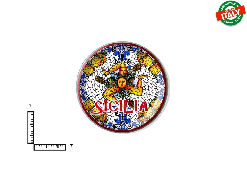 MAGNETE PIATTINO CERAMICA CM7 TRINACRIA MORI SICILIA