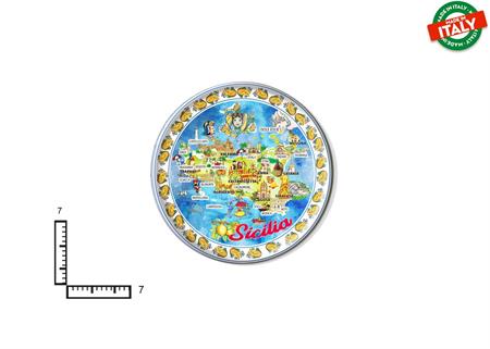 MAGNETE PIATTINO CERAMICA CM7 CARTINA SICILIA