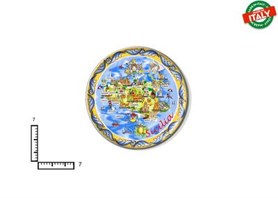 MAGNETE PIATTINO CERAMICA CM7 CARTINA SICILIA