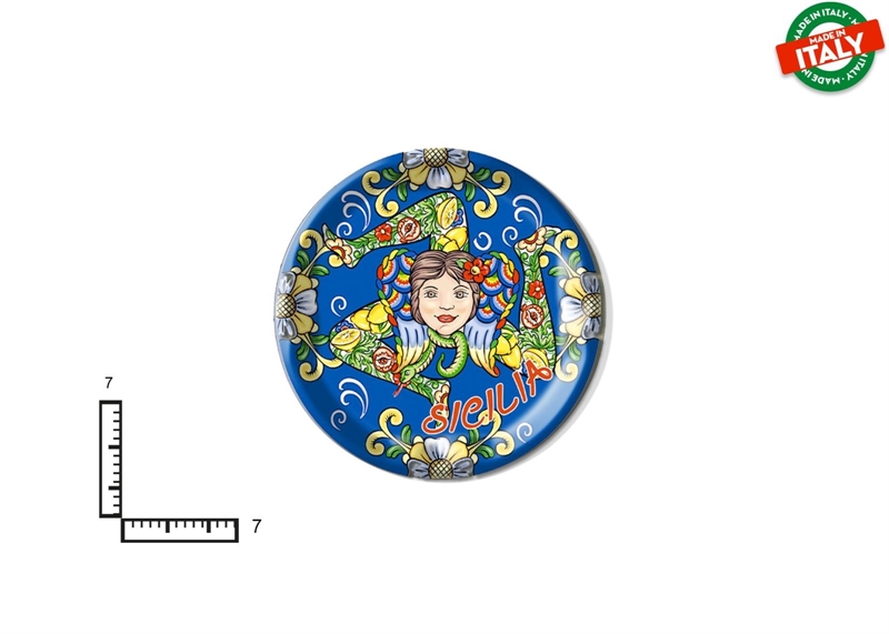 MAGNETE PIATTINO CERAMICA CM7 TRINACRIA MORI SICILIA