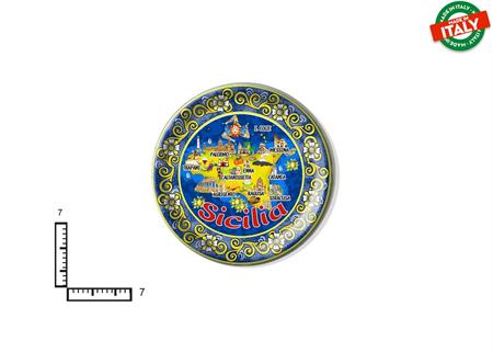 MAGNETE PIATTINO CERAMICA CM7 CARTINA SICILIA
