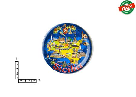 MAGNETE PIATTINO CERAMICA CM7 CARTINA SICILIA