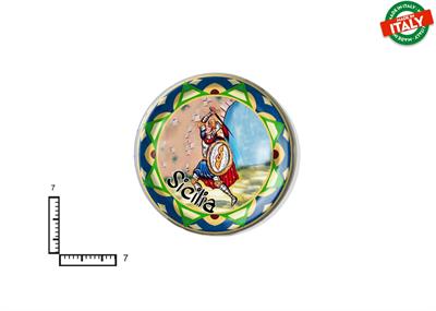 MAGNETE PIATTINO CERAMICA CM7 PUPI PERSONAGGI SICILIA