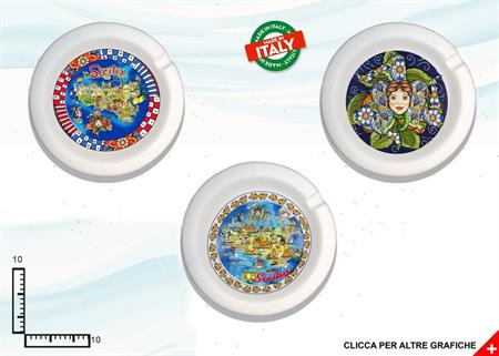 POSACENERE TONDO CERAMICA CM10X2.5 SICILIA ASSORTIMENTO