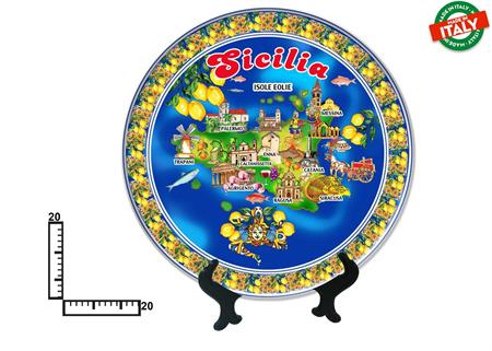 PIATTO CERAMICA CM20 CARTINA SICILIA