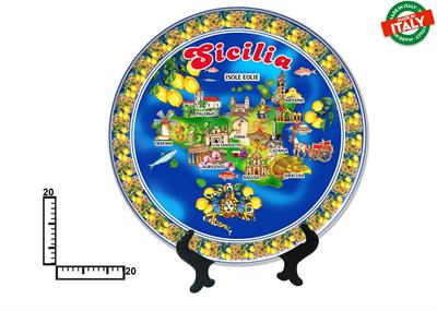 PIATTO CERAMICA CM20 CARTINA SICILIA