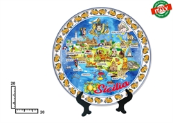 PIATTO CERAMICA CM20 CARTINA SICILIA