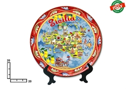 PIATTO CERAMICA CM20 CARTINA SICILIA