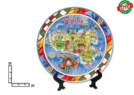PIATTO CERAMICA CM20 CARTINA SICILIA