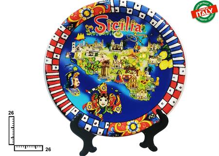 PIATTO CERAMICA CM26 CARTINA SICILIA