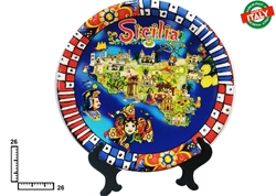 PIATTO CERAMICA CM26 CARTINA SICILIA