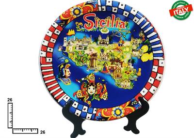 PIATTO CERAMICA CM26 CARTINA SICILIA