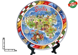 PIATTO CERAMICA CM26 CARTINA SICILIA