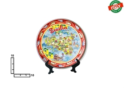 PIATTO CERAMICA CM10 CARTINA SICILIA