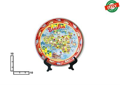 PIATTO CERAMICA CM10 CARTINA SICILIA