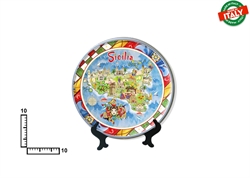 PIATTO CERAMICA CM10 CARTINA SICILIA