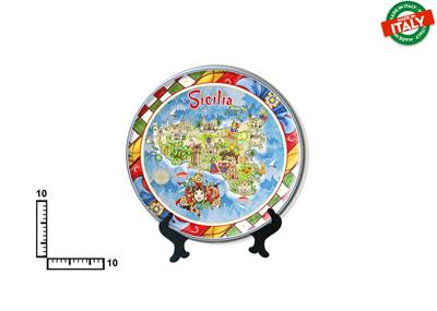 PIATTO CERAMICA CM10 CARTINA SICILIA