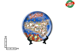 PIATTO CERAMICA CM10 CARTINA SICILIA