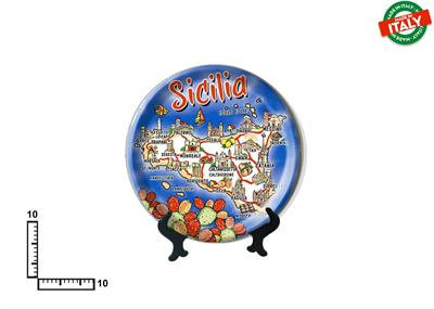 PIATTO CERAMICA CM10 CARTINA SICILIA