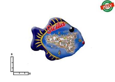MAGNETE PESCE CERAMICA CARTINA SICILIA