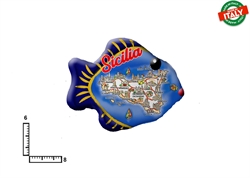 MAGNETE PESCE CERAMICA CARTINA SICILIA