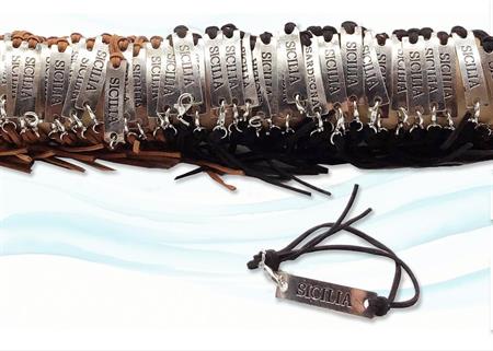 BRACCIALE CUOIO/METALLO SICILIA TUBO