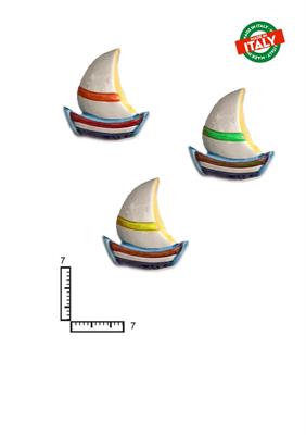 MAGNETE PESCE BARCA VELA S/3 CA.CM7 COLORATO CERAMICA