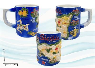 MUG CERAMICA RILIEVO CM13X10 SICILIA