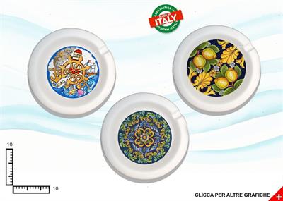 POSACENERE TONDO CERAMICA CM10X2.5 ROSONE ASSORTIMENTO