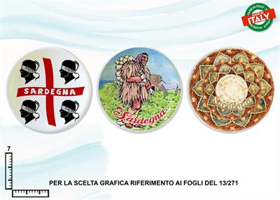 MAGNETE PIATTINO CERAMICA CM7 CARTINA SARDEGNA