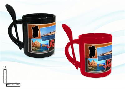 MUG CERAMICA SUBLIMAZIONE COL. C/CUCCHIAINO S/2 SARDEGNA