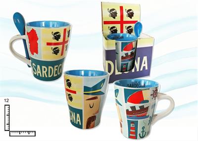 MUG CERAMICA C/CUCCHIAINO INTERNO BLU SARDEGNA