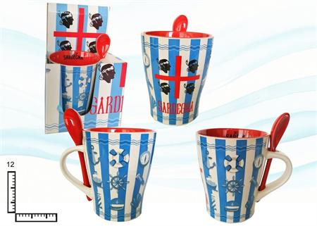 MUG CERAMICA C/CUCCHIAINO INTERNO ARANCIO SARDEGNA