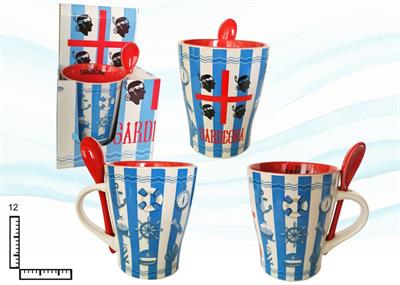 MUG CERAMICA C/CUCCHIAINO INTERNO ARANCIO SARDEGNA