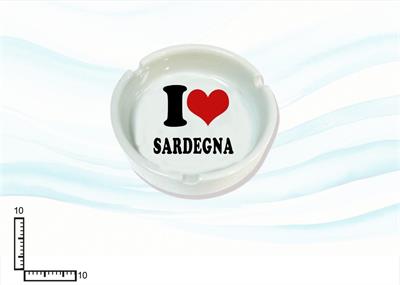 POSACENERE CERAMICA TONDO BIANCO CM10 I LOVE SARDEGNA